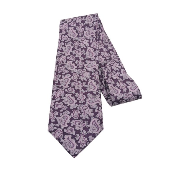 PAUL FREDRICK Handmade 100% Silk Tie Men Paul Fredrick Silk Tie Men’s 60” Purple Paisley Wedding Elegant Classic New